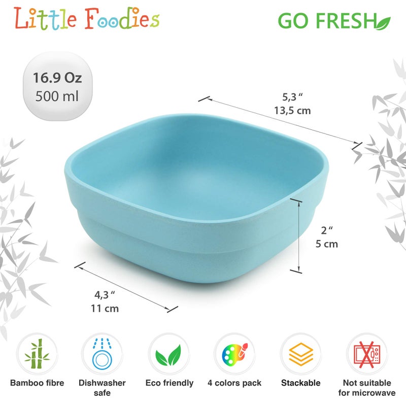 GET FRESH Bamboo Kids Bowls 4 pack set - Stackable BPA Free Dinnerware for Children - Dishwasher safe Bamboo Kids Bowls Set - Image 4